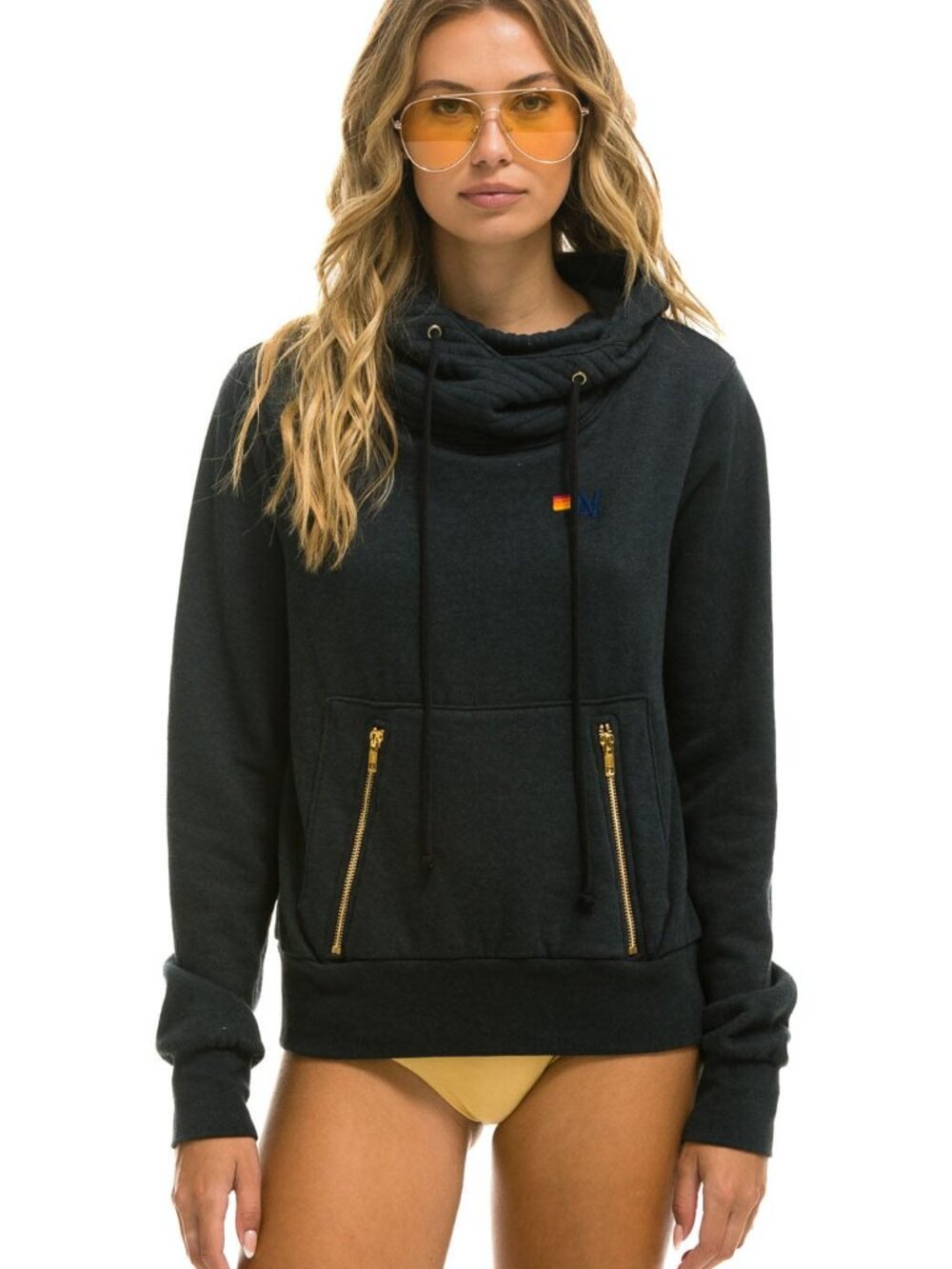 NEW Aviator Nation sz L Ninja Pullover Hoodie Charcoal Unisex - Picture 4 of 7